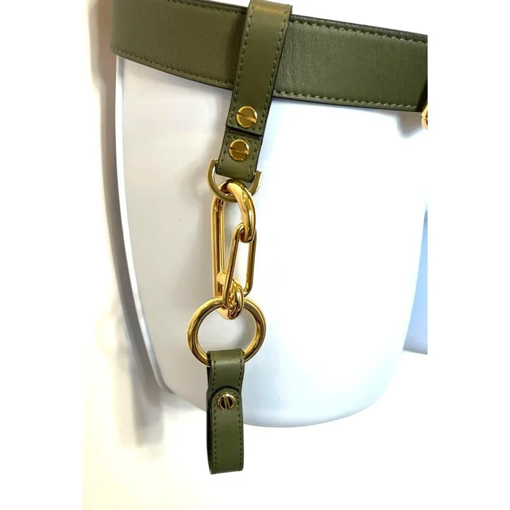 Fendi Vitello Glacier Utility Belt Olive Green Olive Green Leather Gold Accents